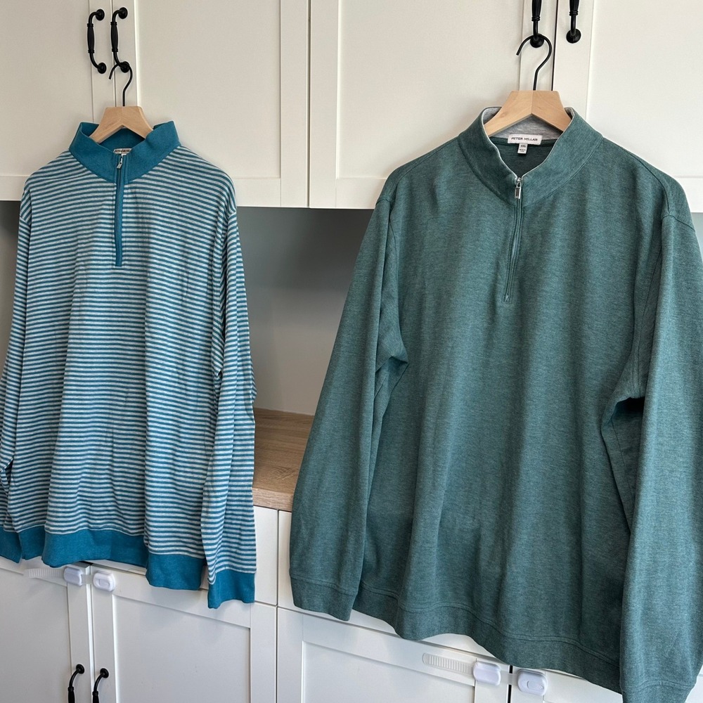 Lot 2 Peter Millar Mens 1/4 Zip Pullover Stretch Performance Golf Cotton XXL/2XL